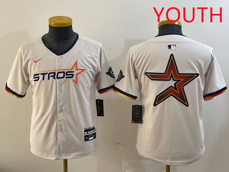 Youth Houston Astros Blank Cream three generations Joint Name 2025 Nike MLB Jersey style 4149